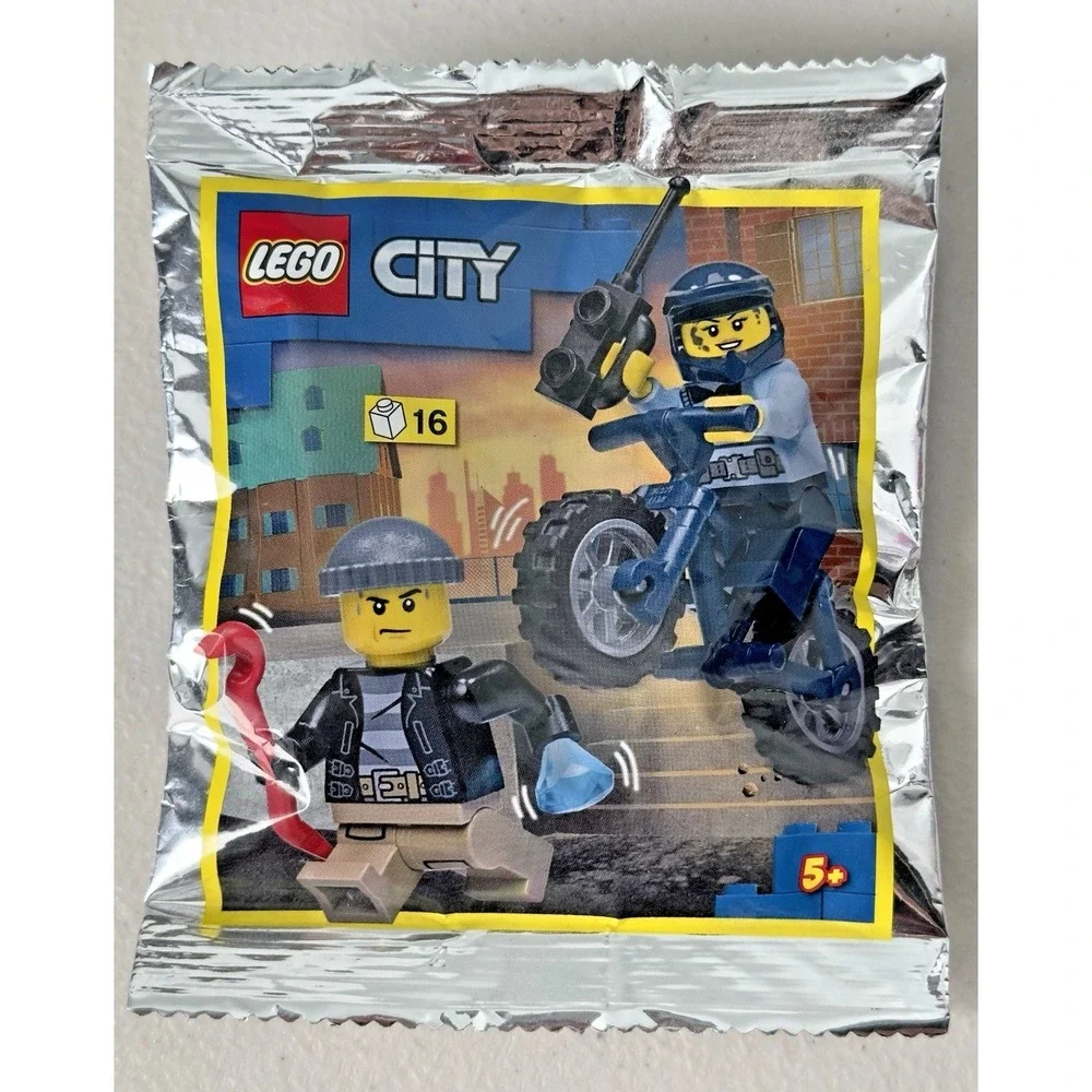 LEGO City 952211 Policewoman with Bike and Crook Minifigures Foil Pack Sealed